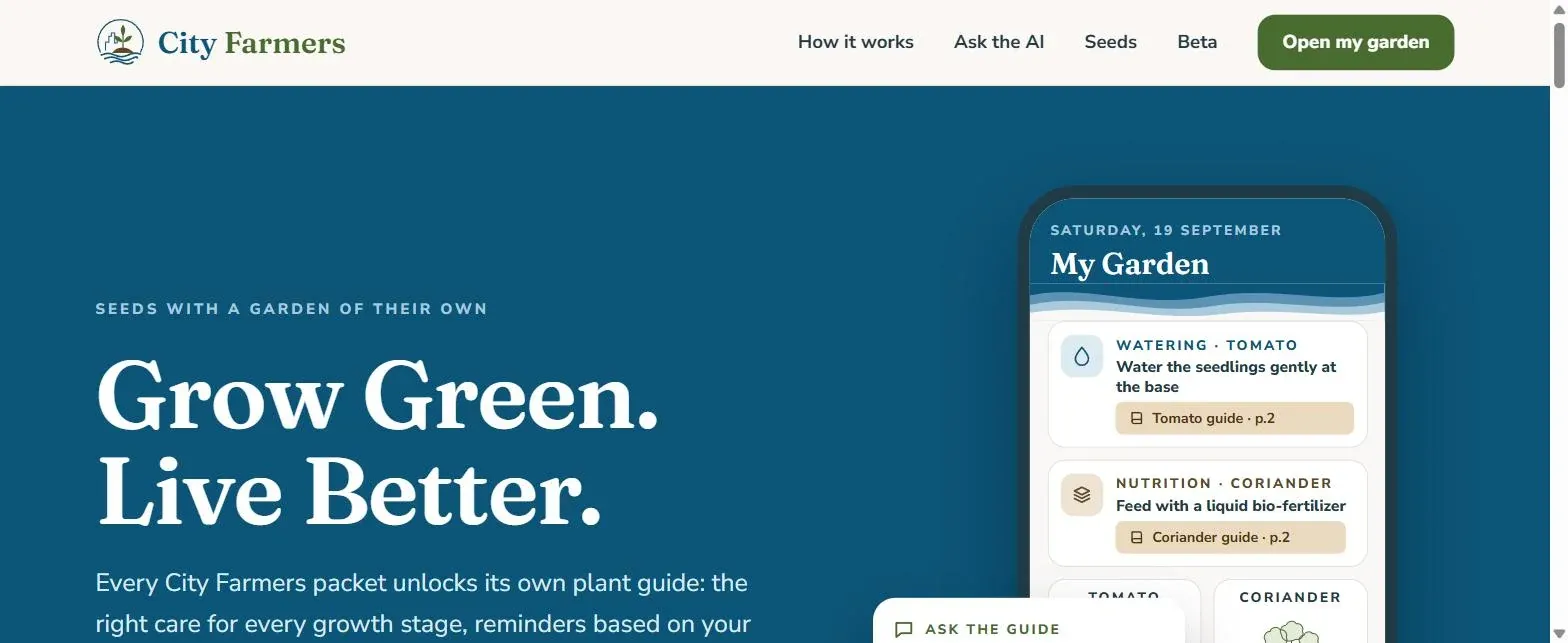 City Farmers website homepage